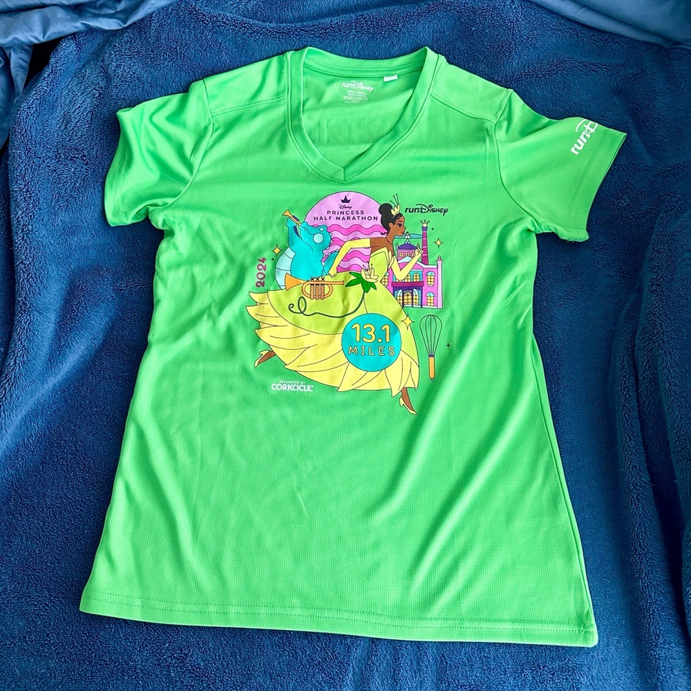runDisney Princess Half Marathon 2024 Green Short Sleeve Tech Tee